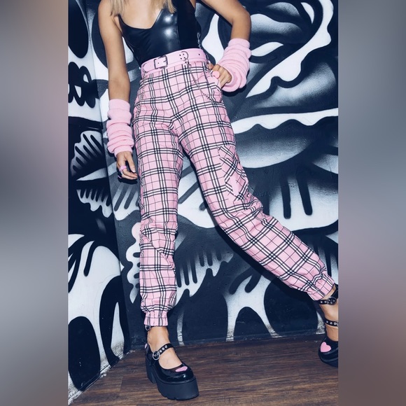 NWOT Blackmilk Tartan Baby Pink Cargo Pants ~ LIMITED Size AU10 US6